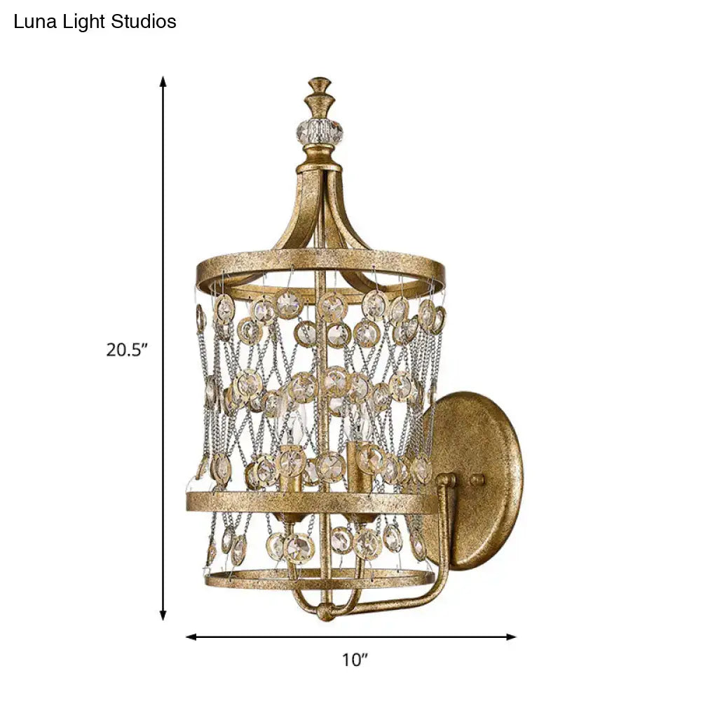 Vintage antique brass crystal wall sconce – bedroom e12 e14 light