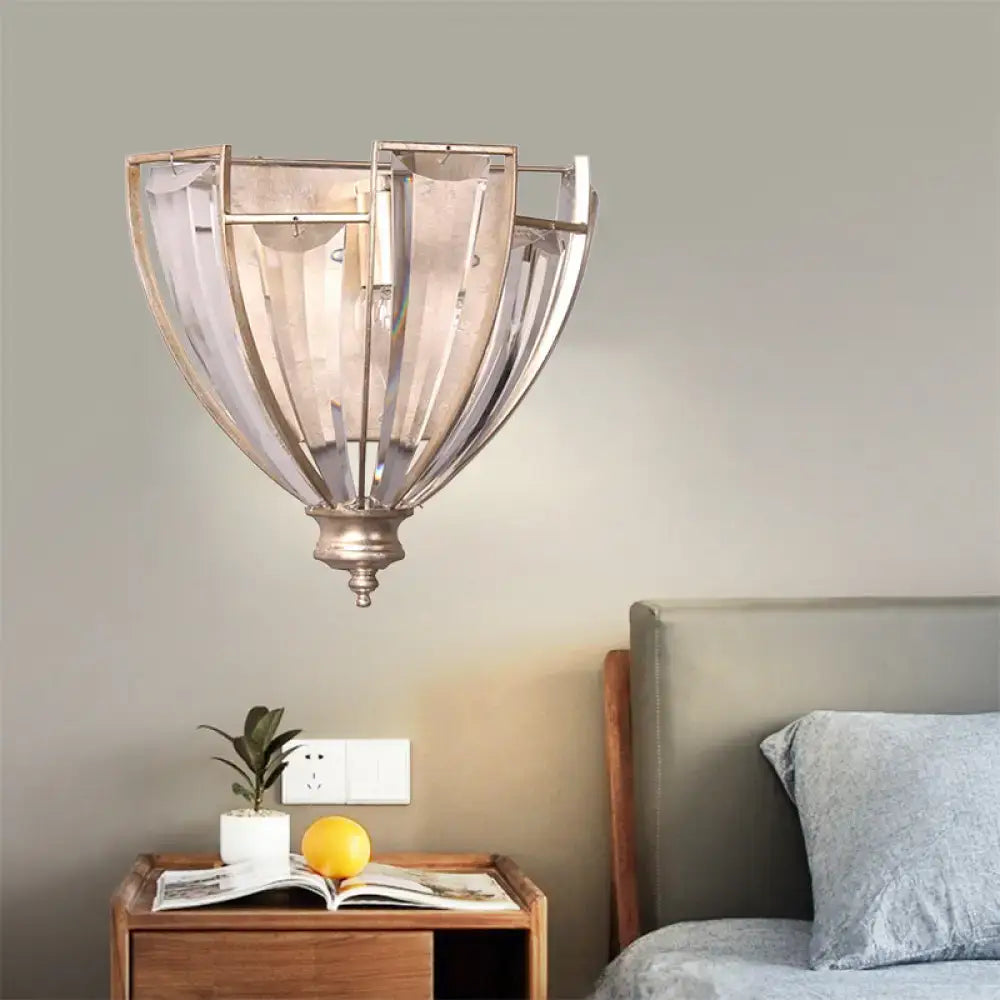 Vintage antique brass glass wall sconce bedroom 110v-120v light