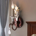 Vintage antique brass & silver leaf wall light fixture bedroom sconce