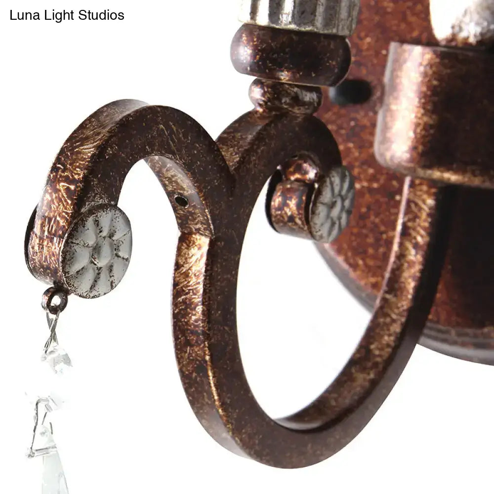 Vintage antique brass & silver leaf wall light fixture bedroom sconce