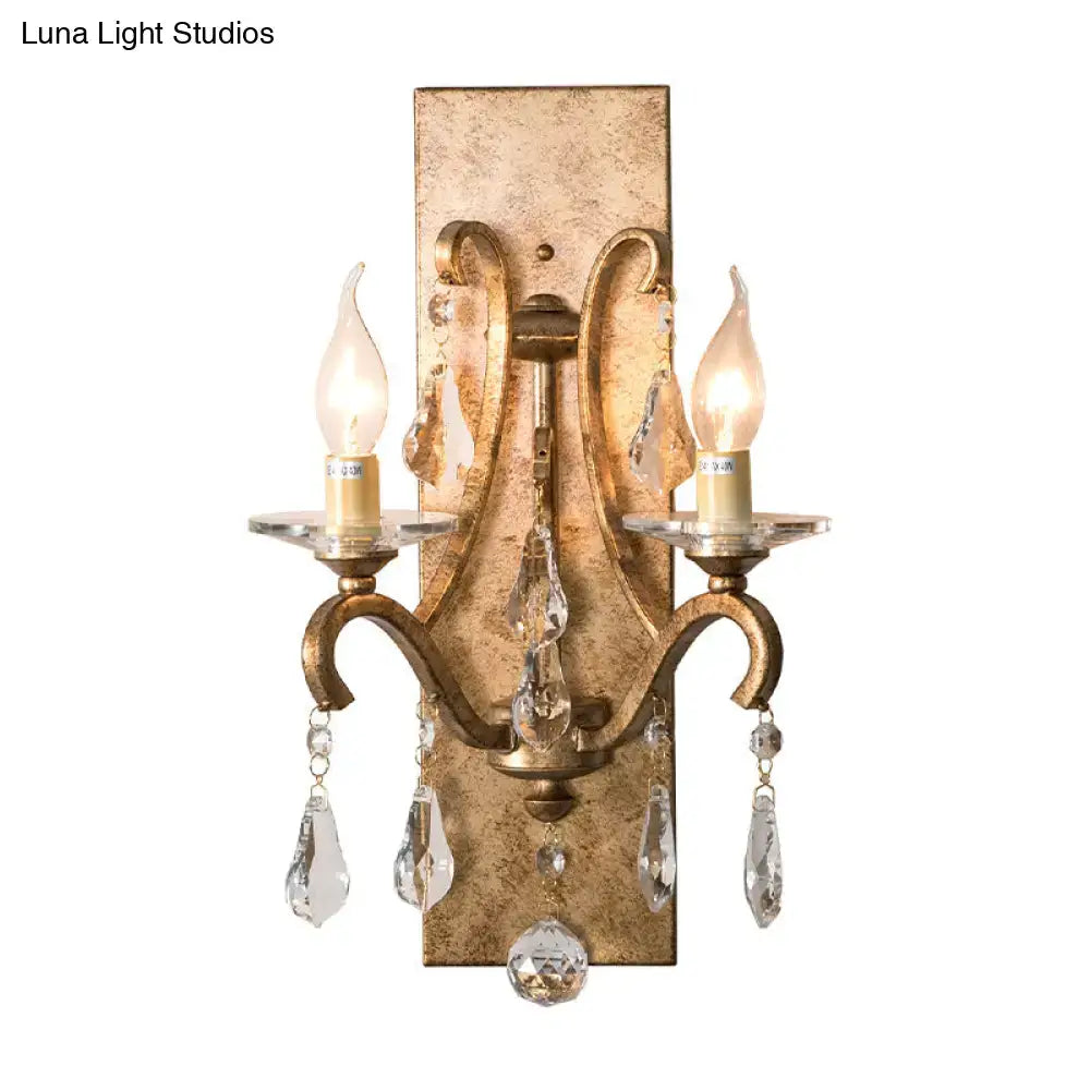 Vintage antique gold and dark purple wall lamp bedroom sconce