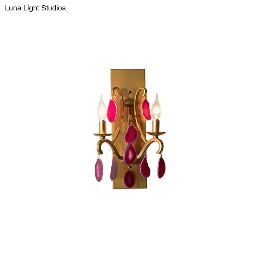 Vintage antique gold and dark purple wall lamp bedroom sconce