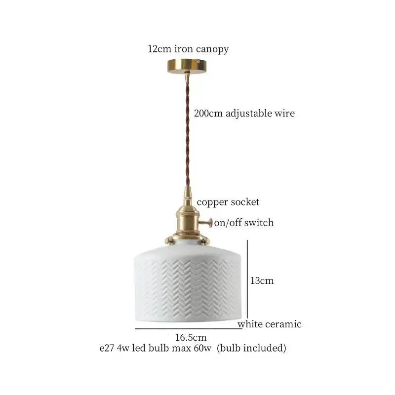 Vintage beige ceramic led pendant lamp for kitchen or dining room