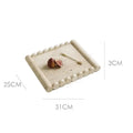 Vintage beige travertine marble serving tray kitchen stone plate