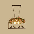 Vintage bird cage iron hanging light – dining room floral pendant