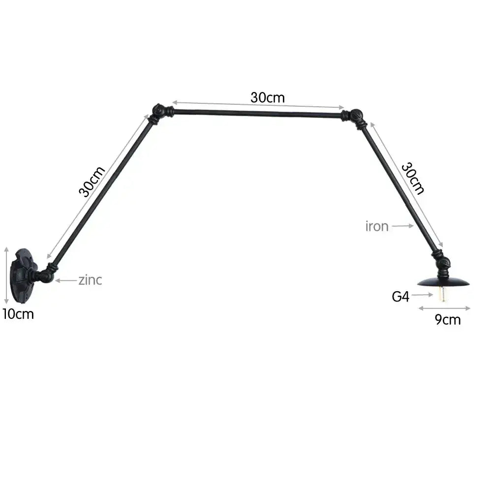 Vintage black adjustable loft wall light bedroom articulated lamp