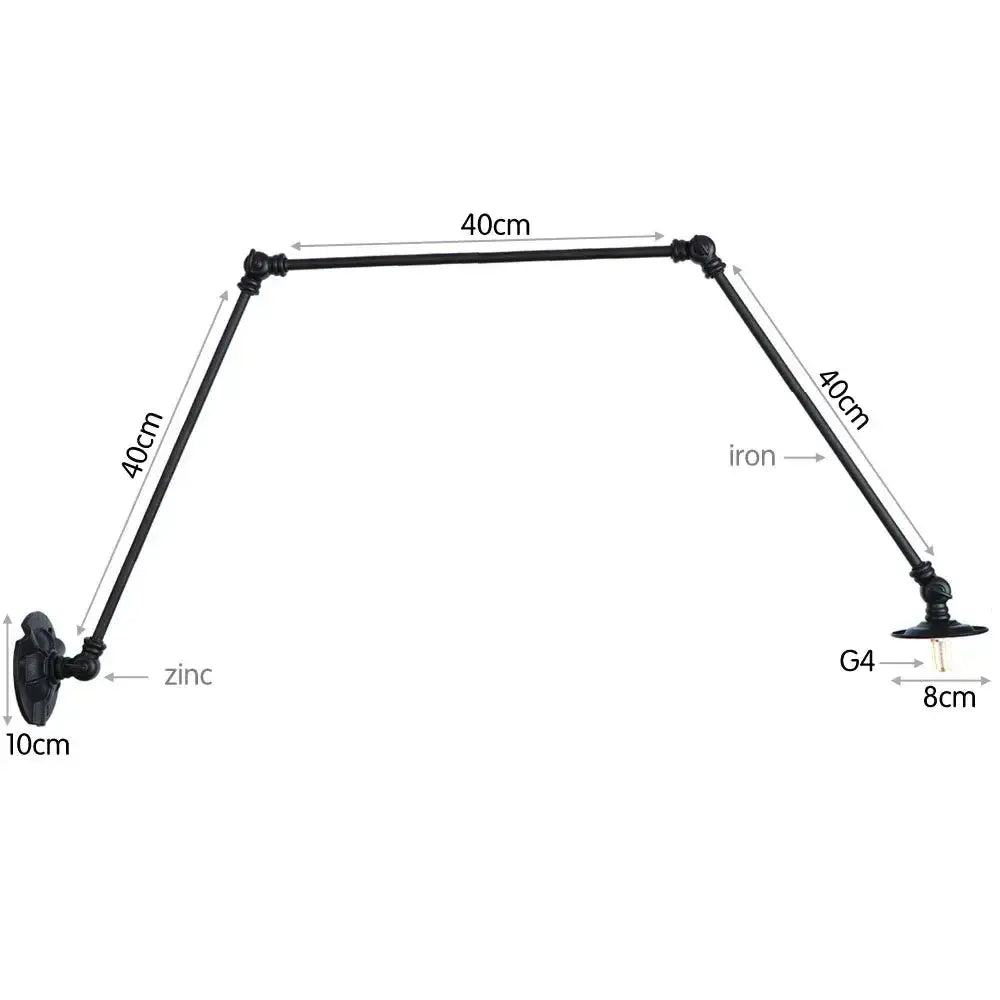 Vintage black adjustable loft wall light bedroom articulated lamp