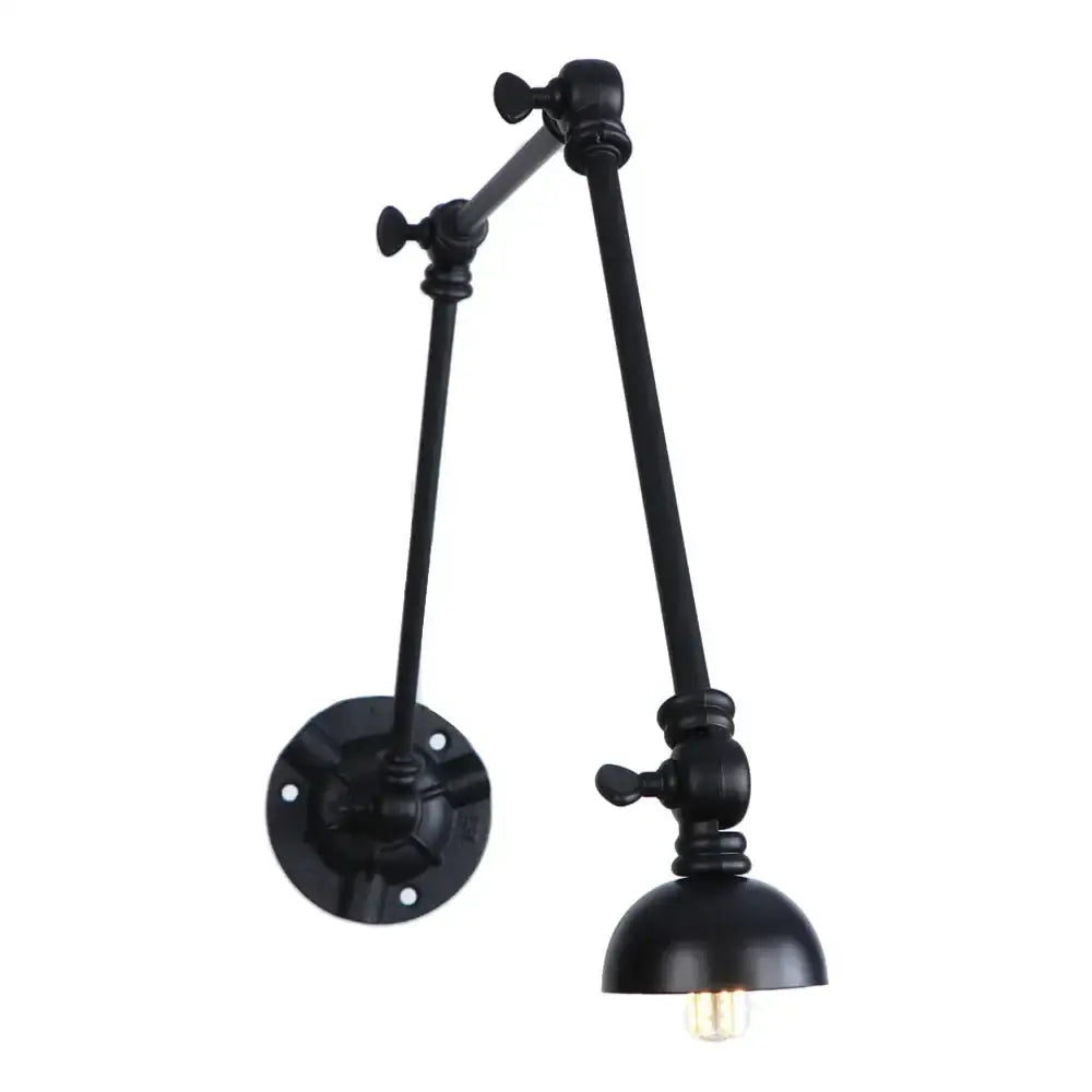 Vintage black adjustable loft wall light bedroom articulated lamp