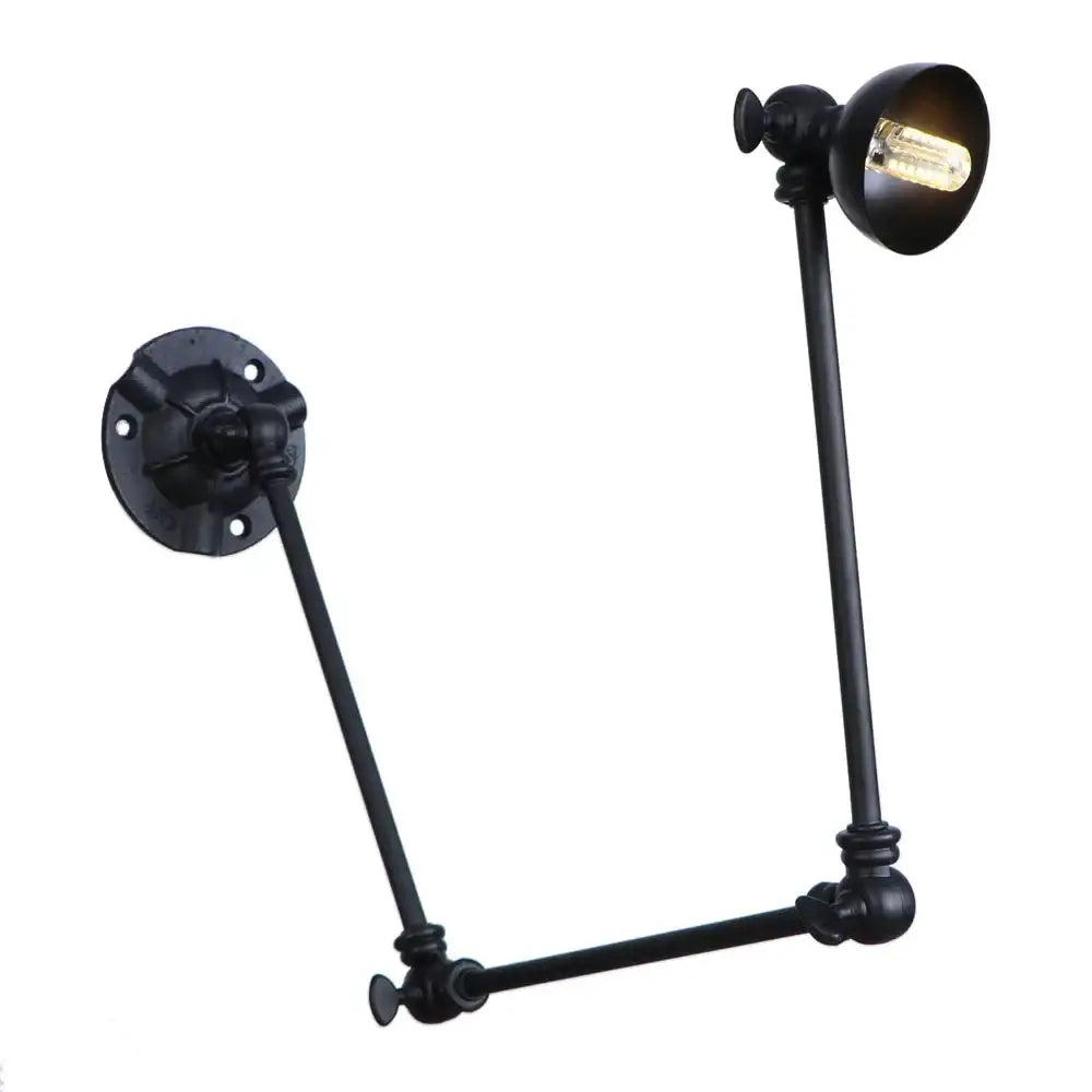 Vintage black adjustable loft wall light bedroom articulated lamp