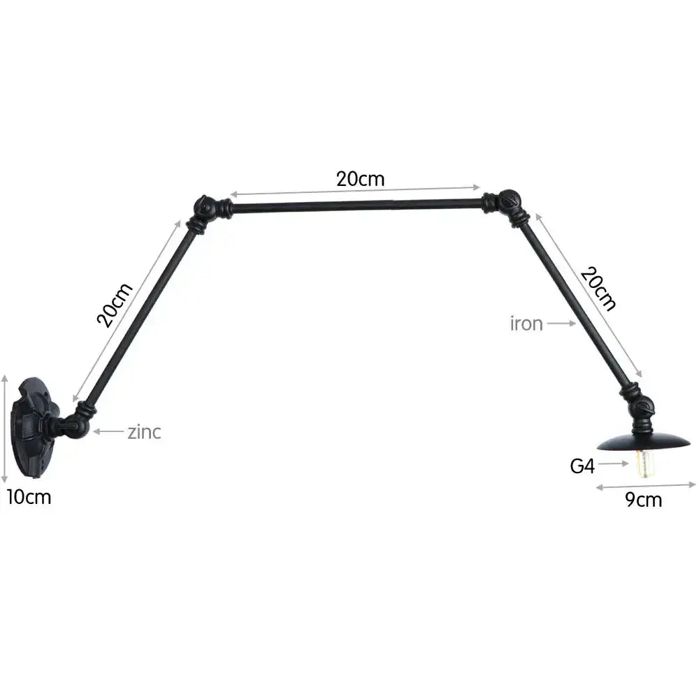 Vintage black adjustable loft wall light bedroom articulated lamp