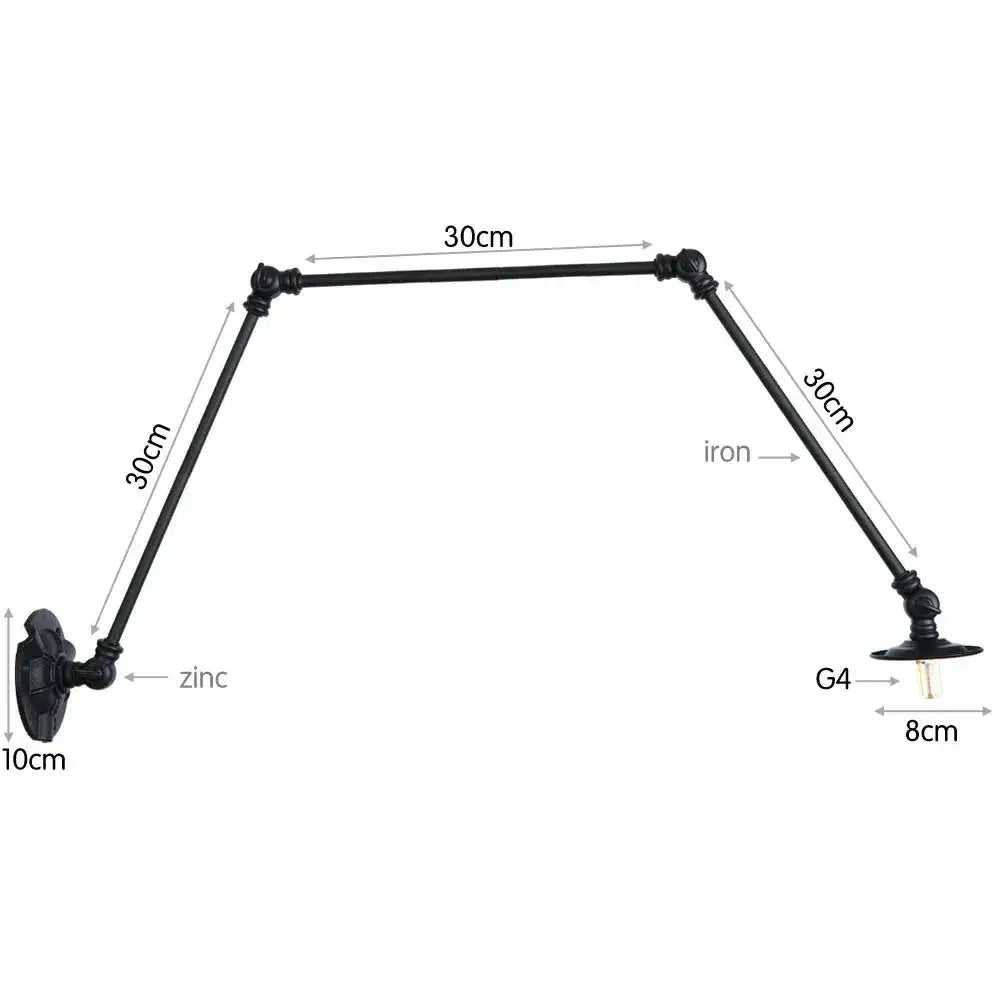 Vintage black adjustable loft wall light bedroom articulated lamp
