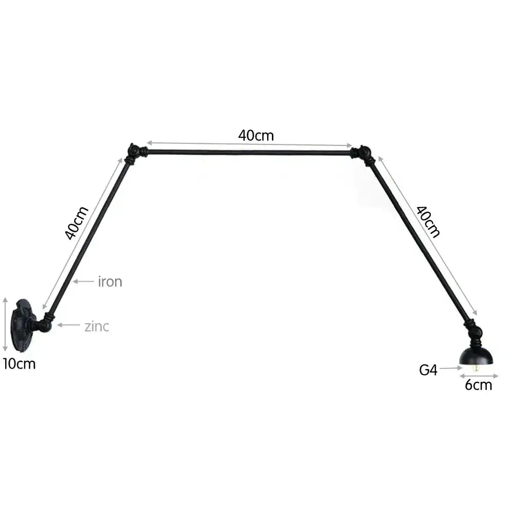 Vintage black adjustable loft wall light bedroom articulated lamp