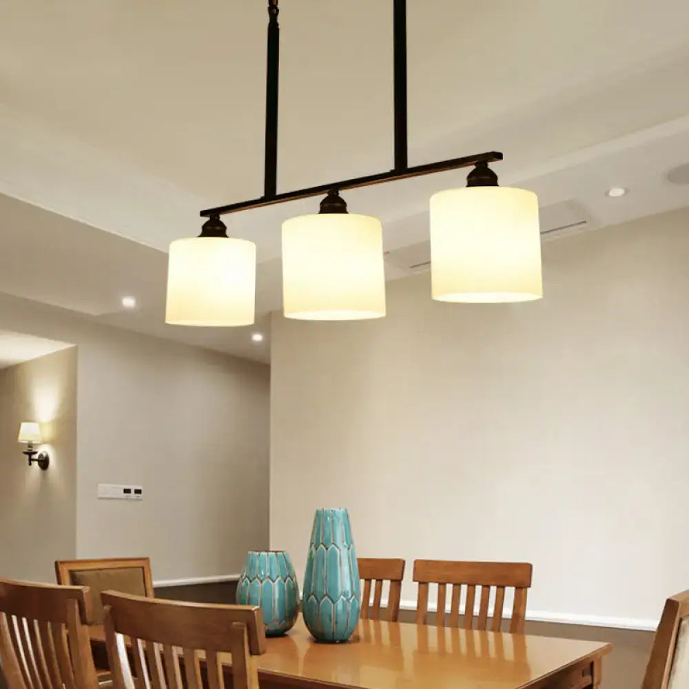 Vintage black and white glass island light dining room pendant