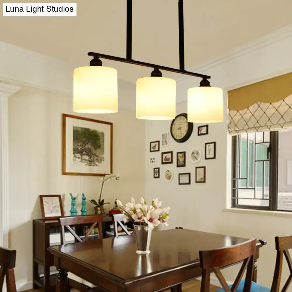 Vintage black and white glass island light dining room pendant
