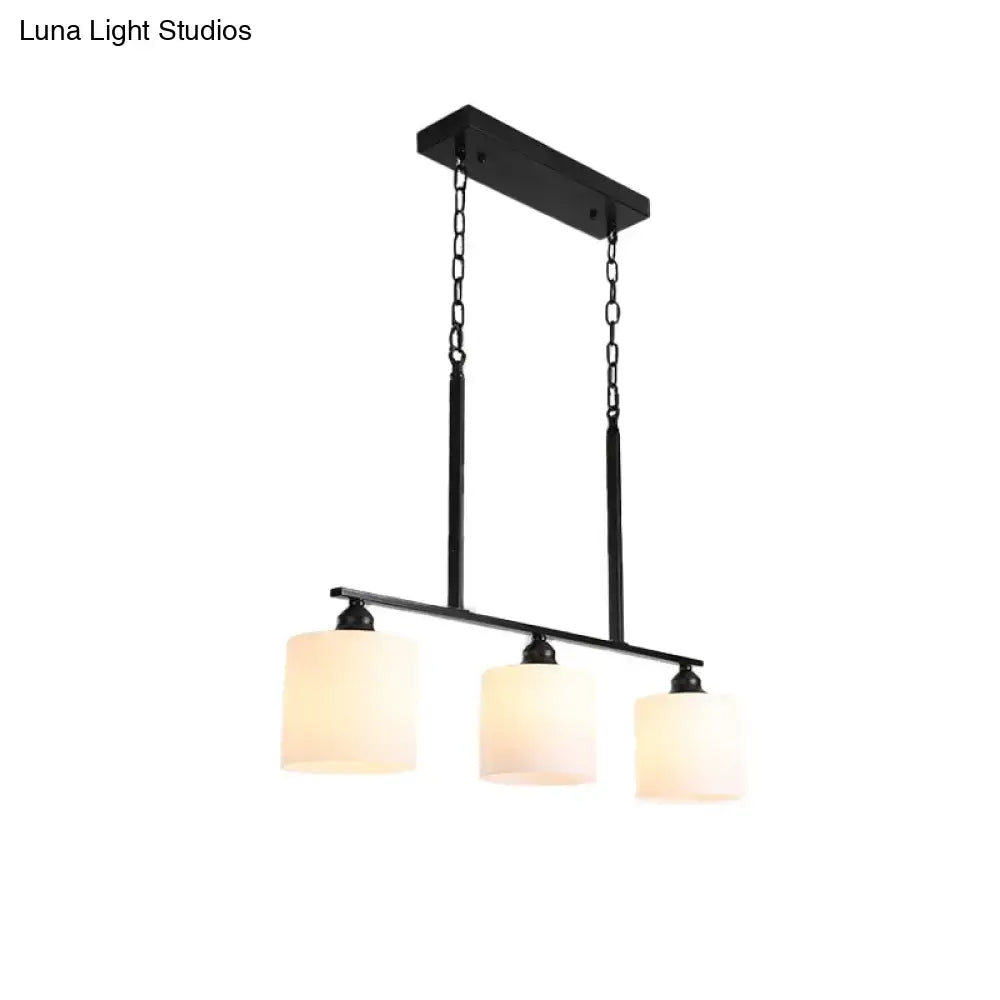 Vintage black and white glass island light dining room pendant