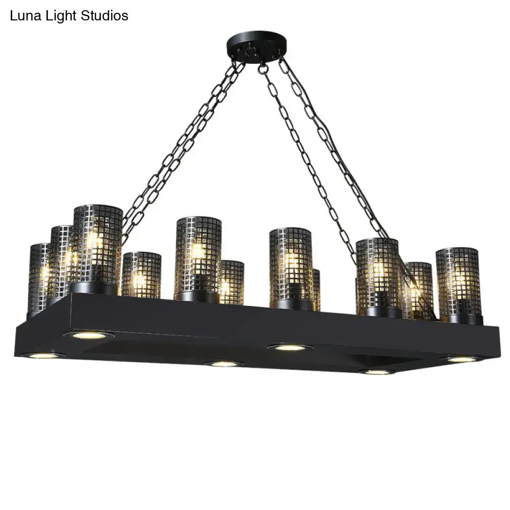 Vintage black & bronze cylinder restaurant island lamp – dining room