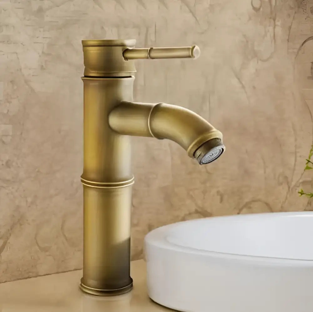 Vintage black & copper bamboo bathroom faucet – bathroom sink tap