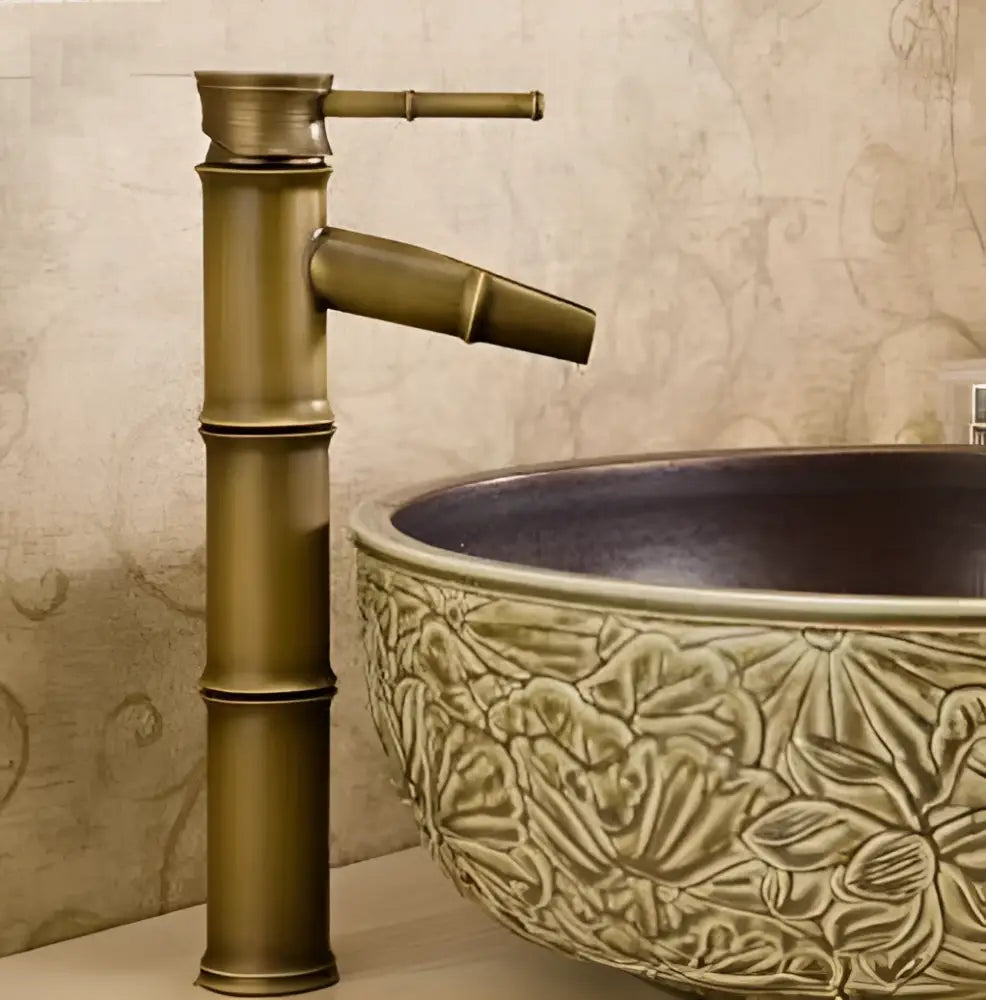 Vintage black & copper bamboo bathroom faucet – bathroom sink tap