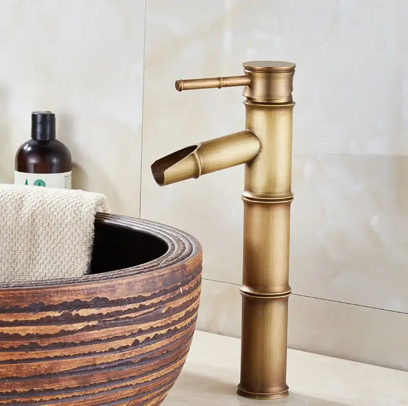 Vintage black & copper bamboo bathroom faucet – bathroom sink tap