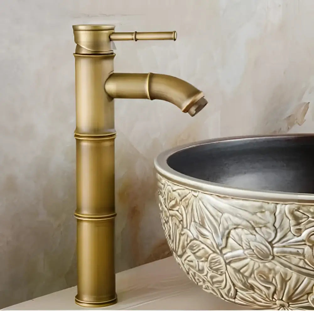 Vintage black & copper bamboo bathroom faucet – bathroom sink tap
