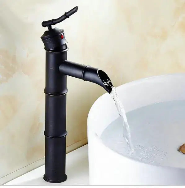 Vintage black & copper bamboo bathroom faucet – bathroom sink tap