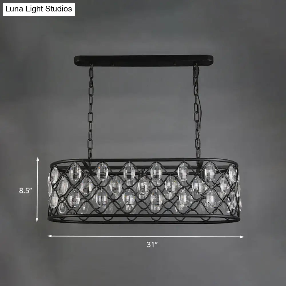 Vintage black crystal oval hanging light dining room chandelier