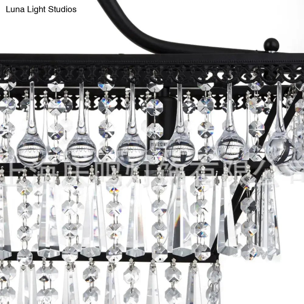 Vintage black crystal shade chandelier dining room ceiling light
