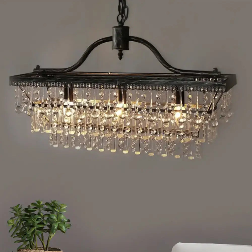 Vintage black crystal shade chandelier dining room ceiling light