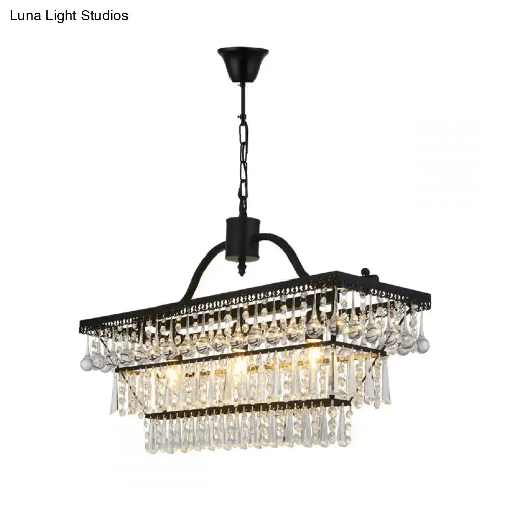 Vintage black crystal shade chandelier dining room ceiling light