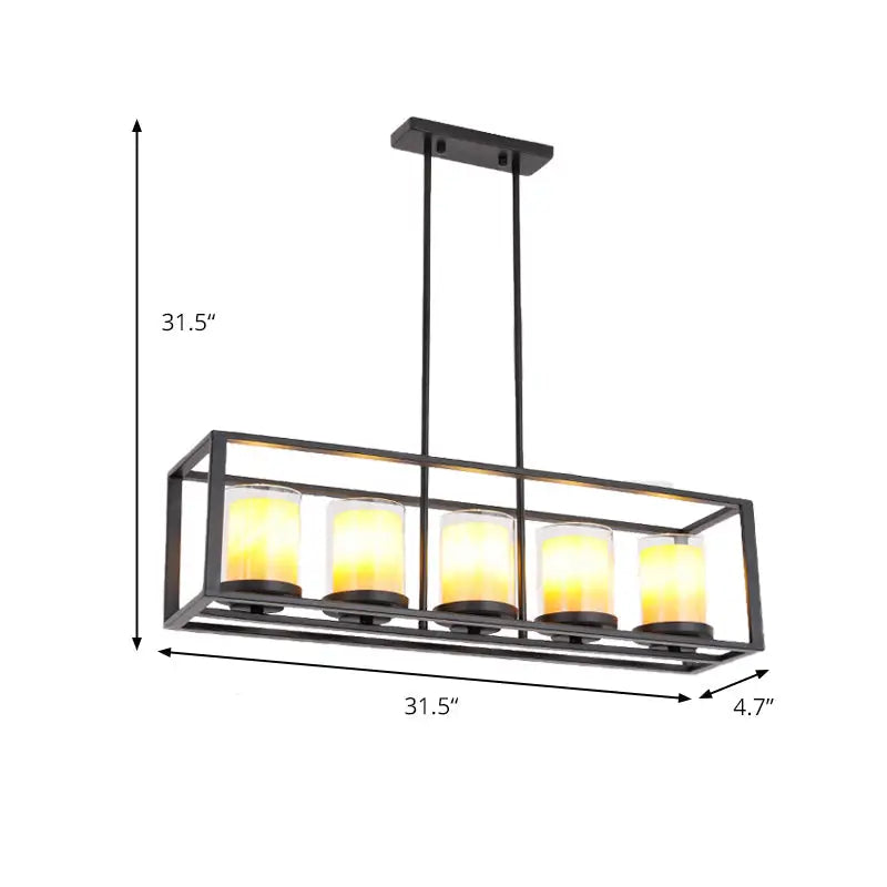 Vintage black cylinder pendant light dining room 3 candle bulbs