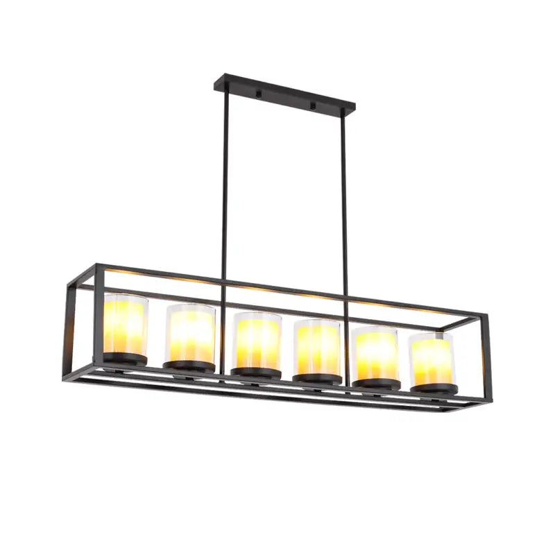 Vintage black cylinder pendant light dining room 3 candle bulbs