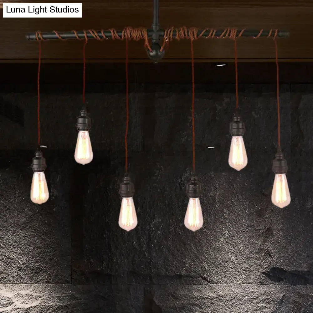 Vintage black finish tubing pendant lamp for dining room