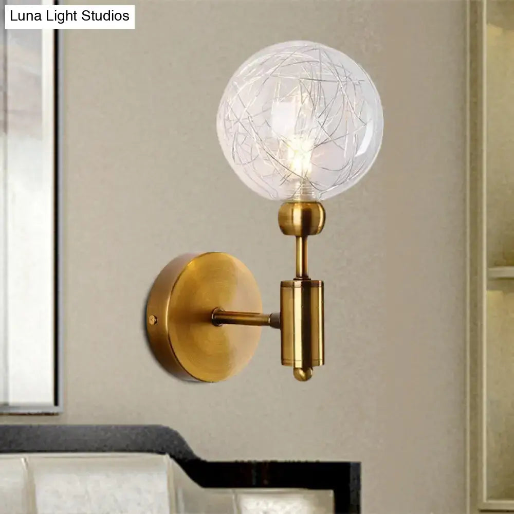 Vintage black & gold clear glass wall sconce bedroom e26 e27 light