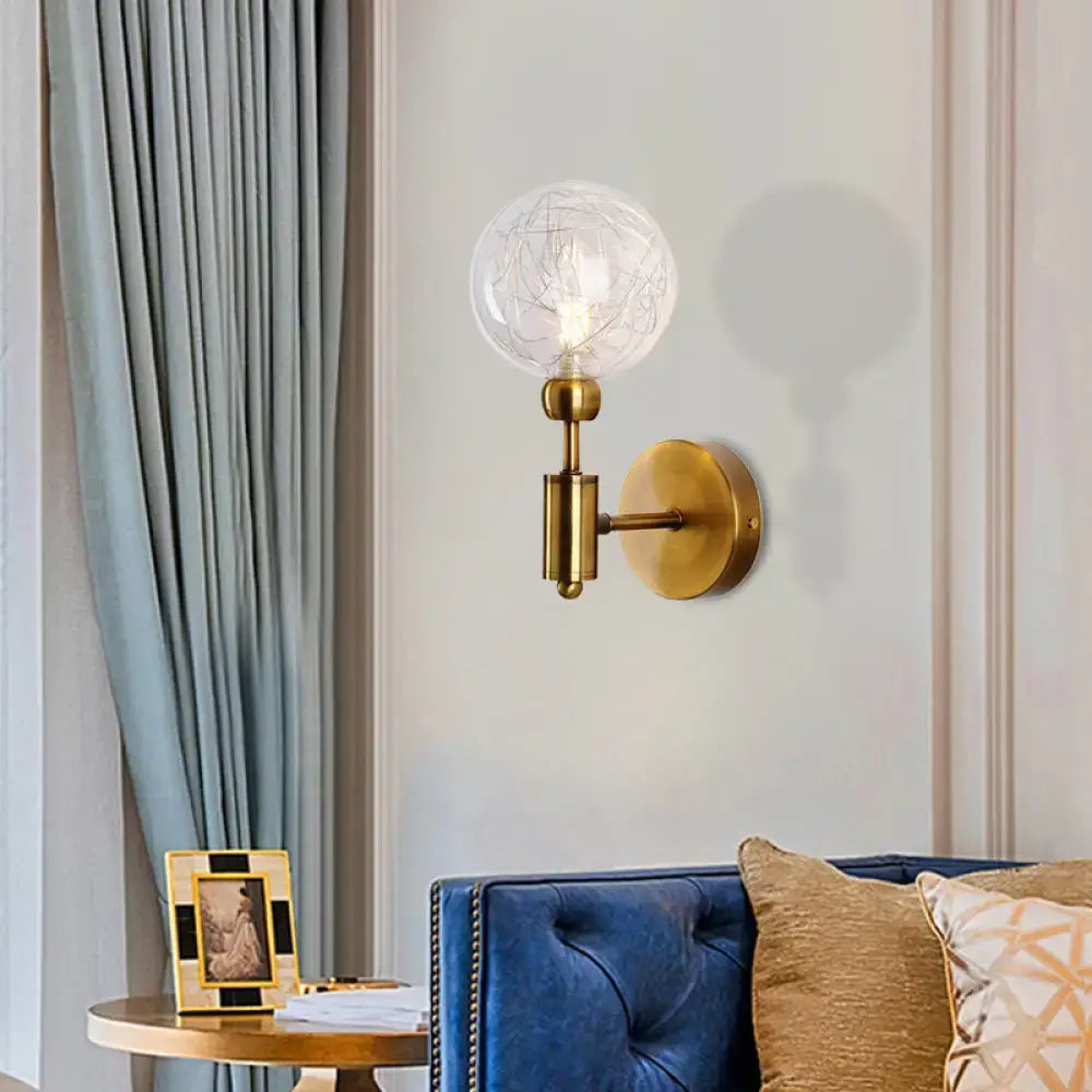 Vintage black & gold clear glass wall sconce bedroom e26 e27 light
