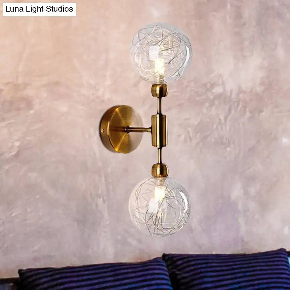 Vintage black & gold clear glass wall sconce bedroom e26 e27 light