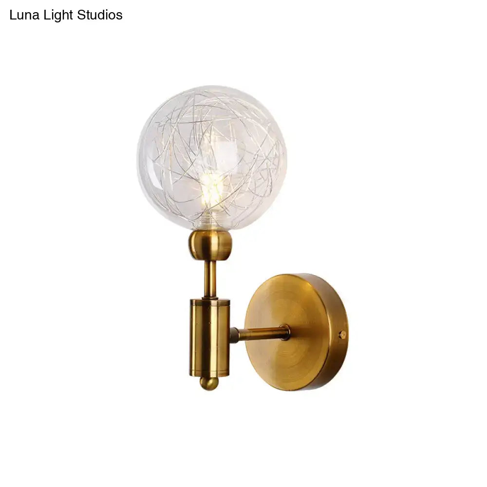 Vintage black & gold clear glass wall sconce bedroom e26 e27 light