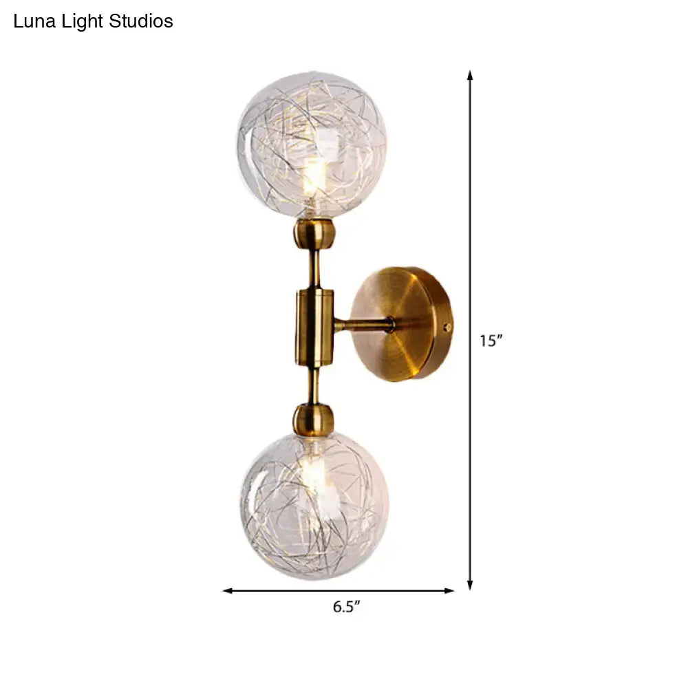 Vintage black & gold clear glass wall sconce bedroom e26 e27 light