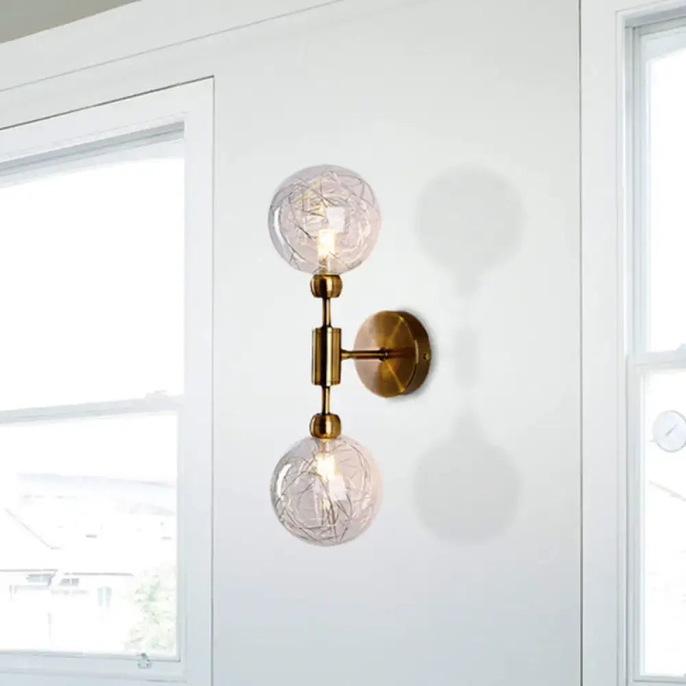 Vintage black & gold clear glass wall sconce bedroom e26 e27 light