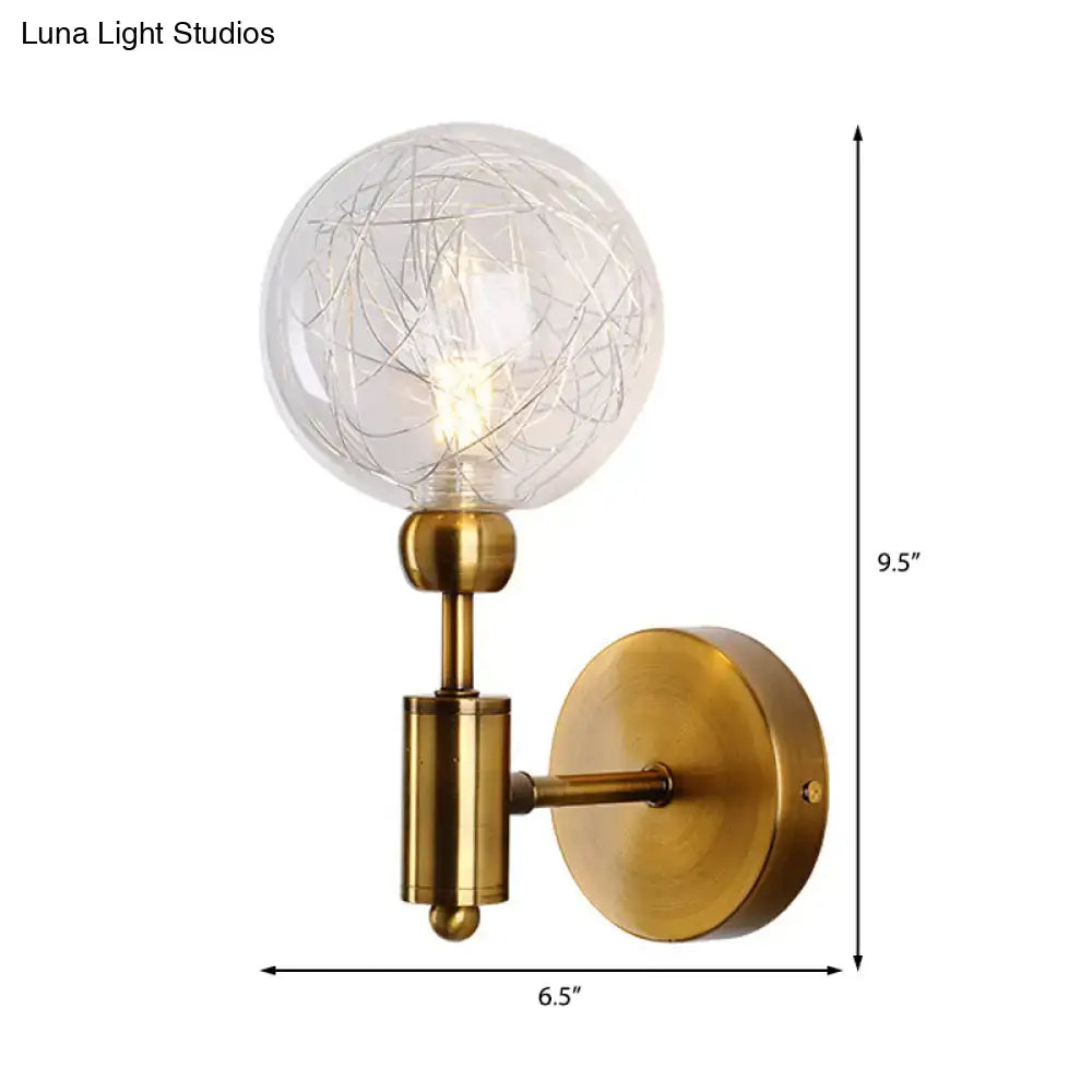 Vintage black & gold clear glass wall sconce bedroom e26 e27 light