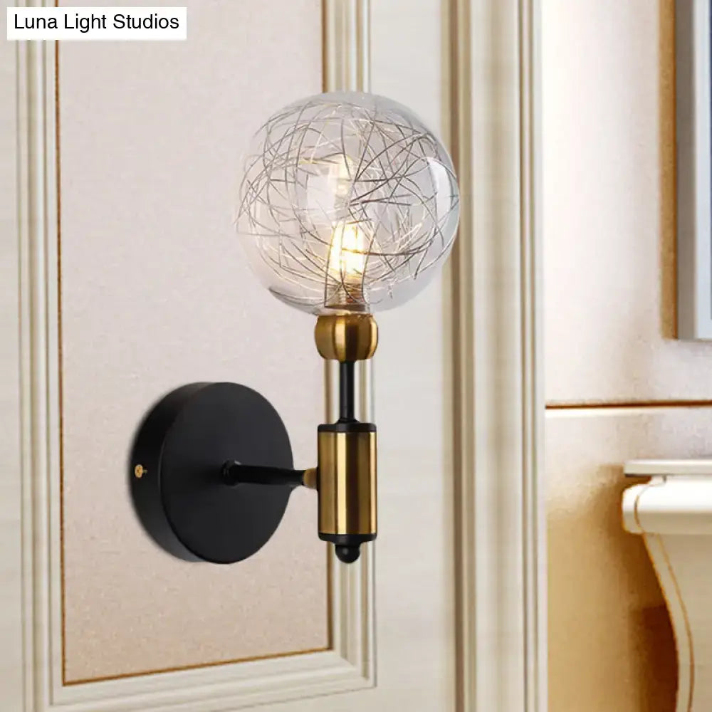 Vintage black & gold clear glass wall sconce bedroom e26 e27 light