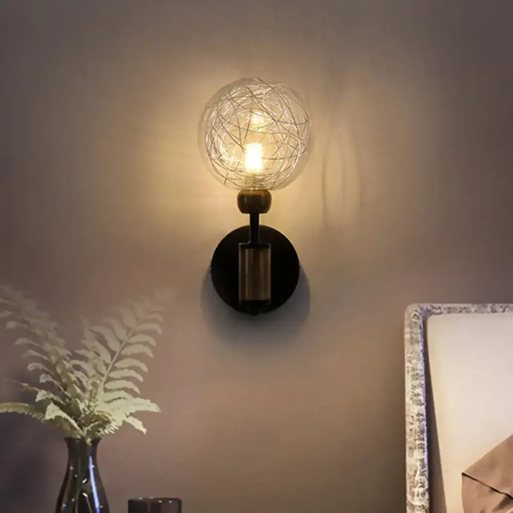 Vintage black & gold clear glass wall sconce bedroom e26 e27 light