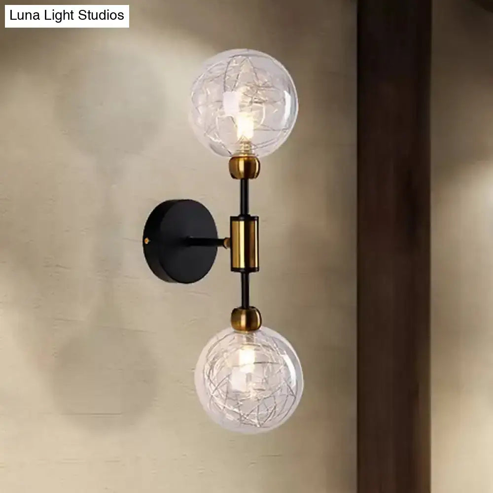 Vintage black & gold clear glass wall sconce bedroom e26 e27 light