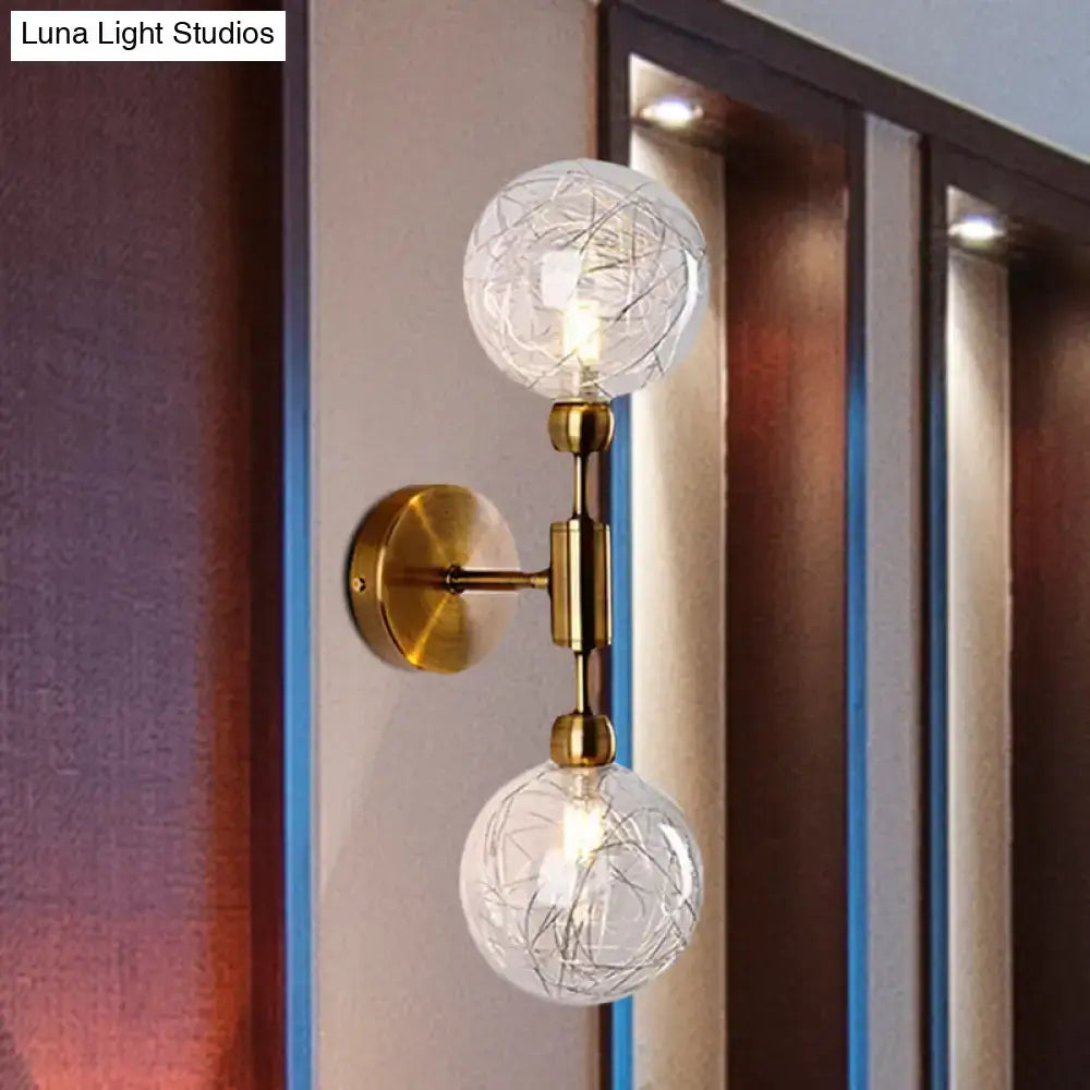Vintage black & gold clear glass wall sconce bedroom e26 e27 light
