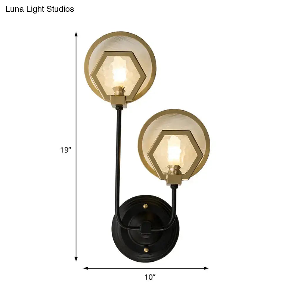 Vintage black & gold geometric wall lamp living room light