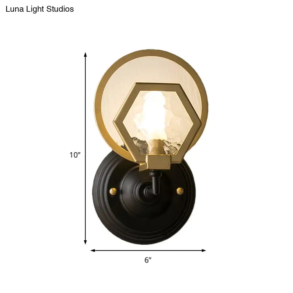Vintage black & gold geometric wall lamp living room light