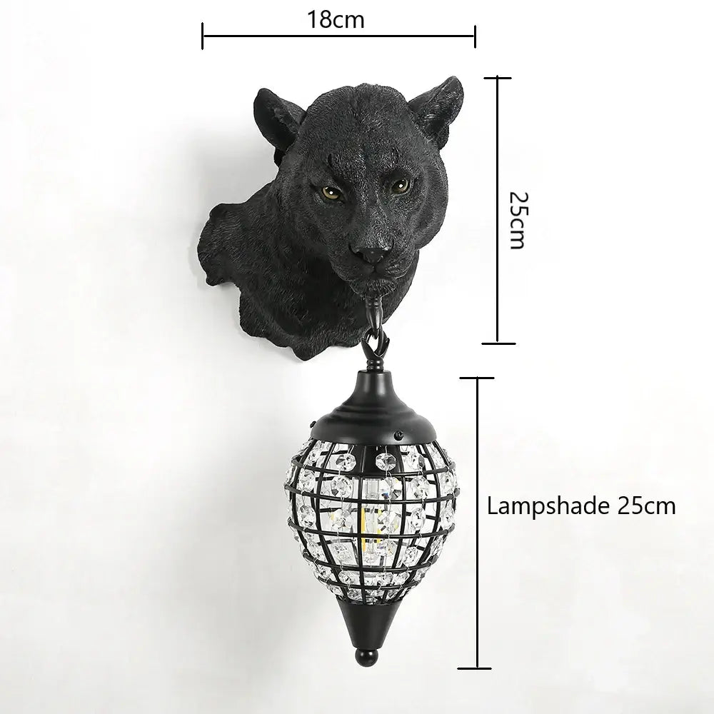 Vintage black leopard wall sconce crystal globe living room light