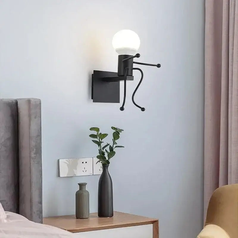Vintage black man iron pendant light – bedroom cartoon lamp
