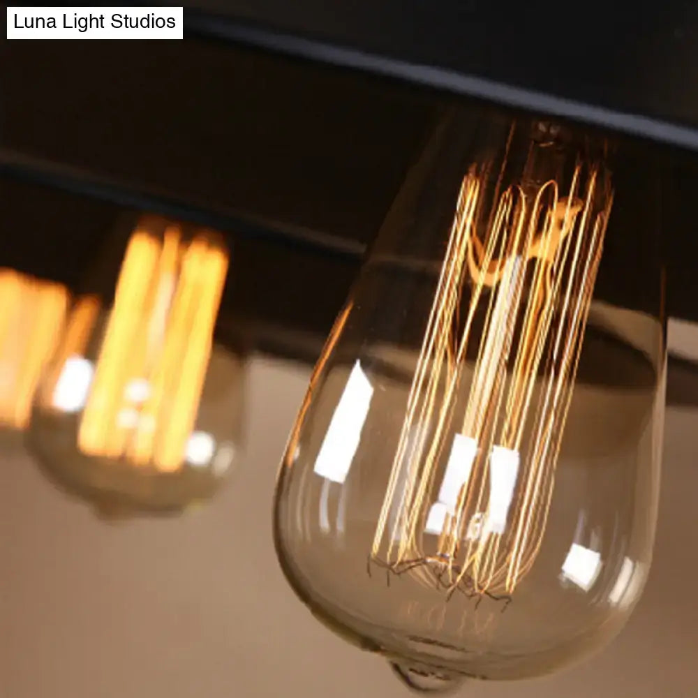 Vintage black metal saucer suspension 3 light dining room pendant