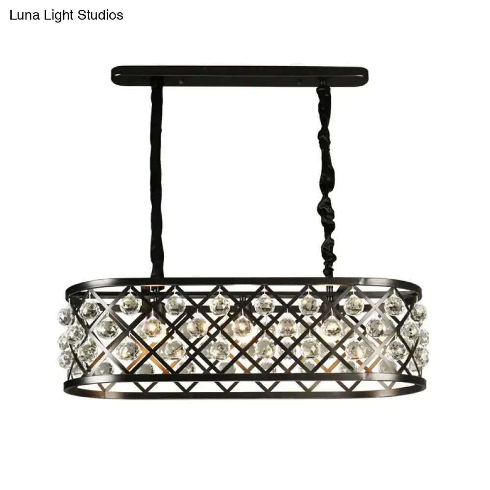 Vintage black oval crystal chandelier dining room ceiling light