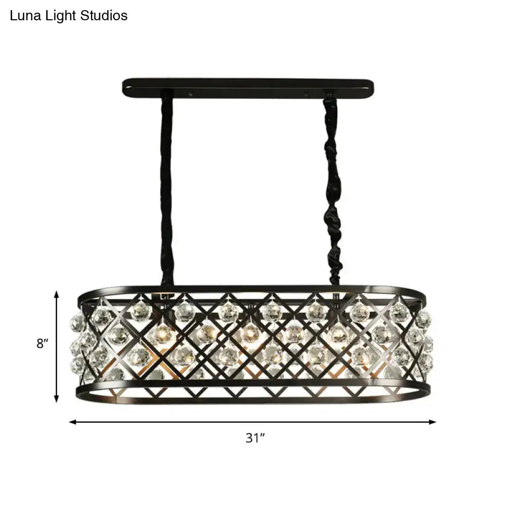 Vintage black oval crystal chandelier dining room ceiling light